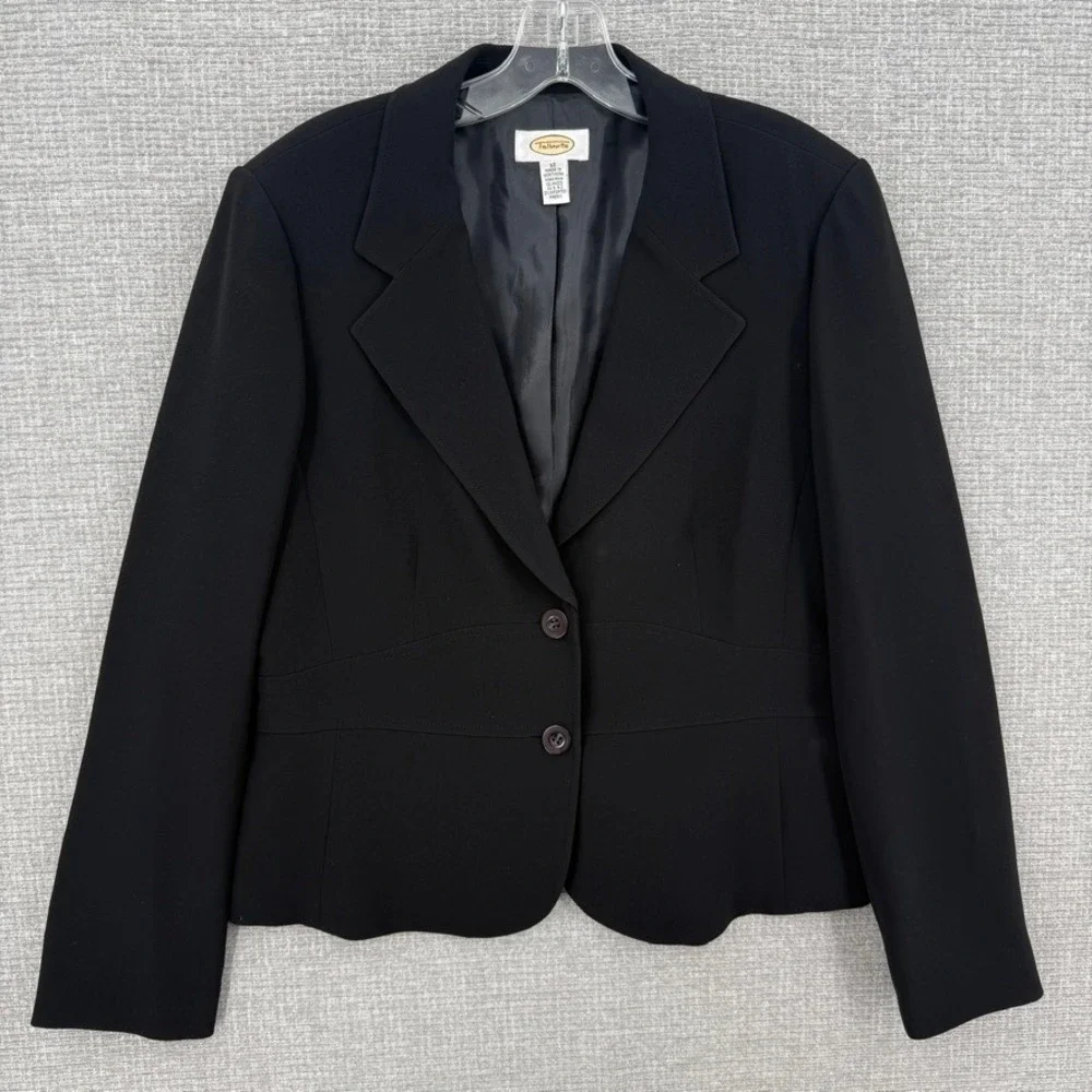 Vtg Talbots Blazer Jacket Women 12 Black Two Button Lined Professional Office - Picture 1 of 10